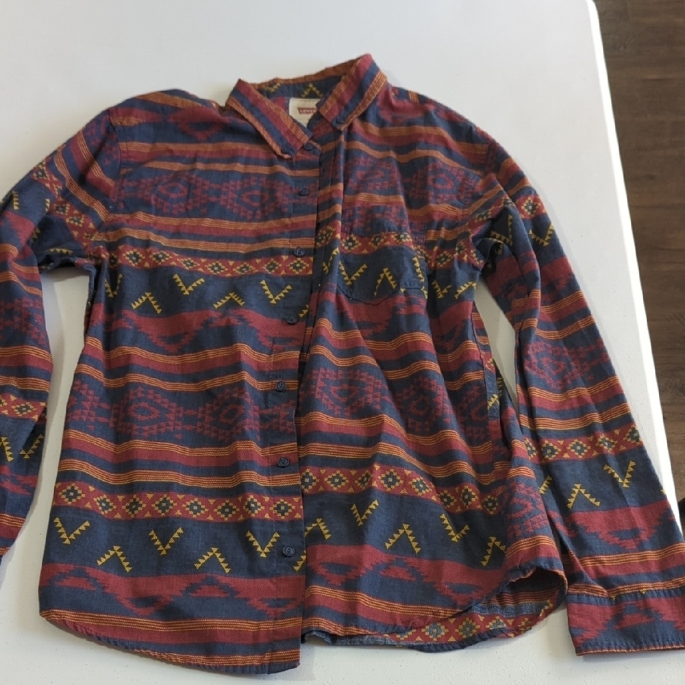 Levi's Men's  Multicolor  Aztec Patterned Button Down Western Shirt M